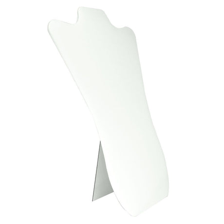 White Leatherette Curved Jewelry Necklace Display Easel, 14" Tall