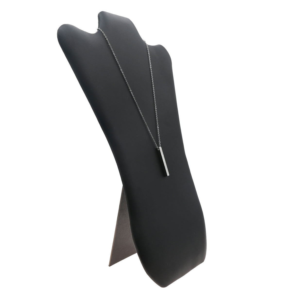 Curved Black Leatherette Necklace Easel - 14" Tall
