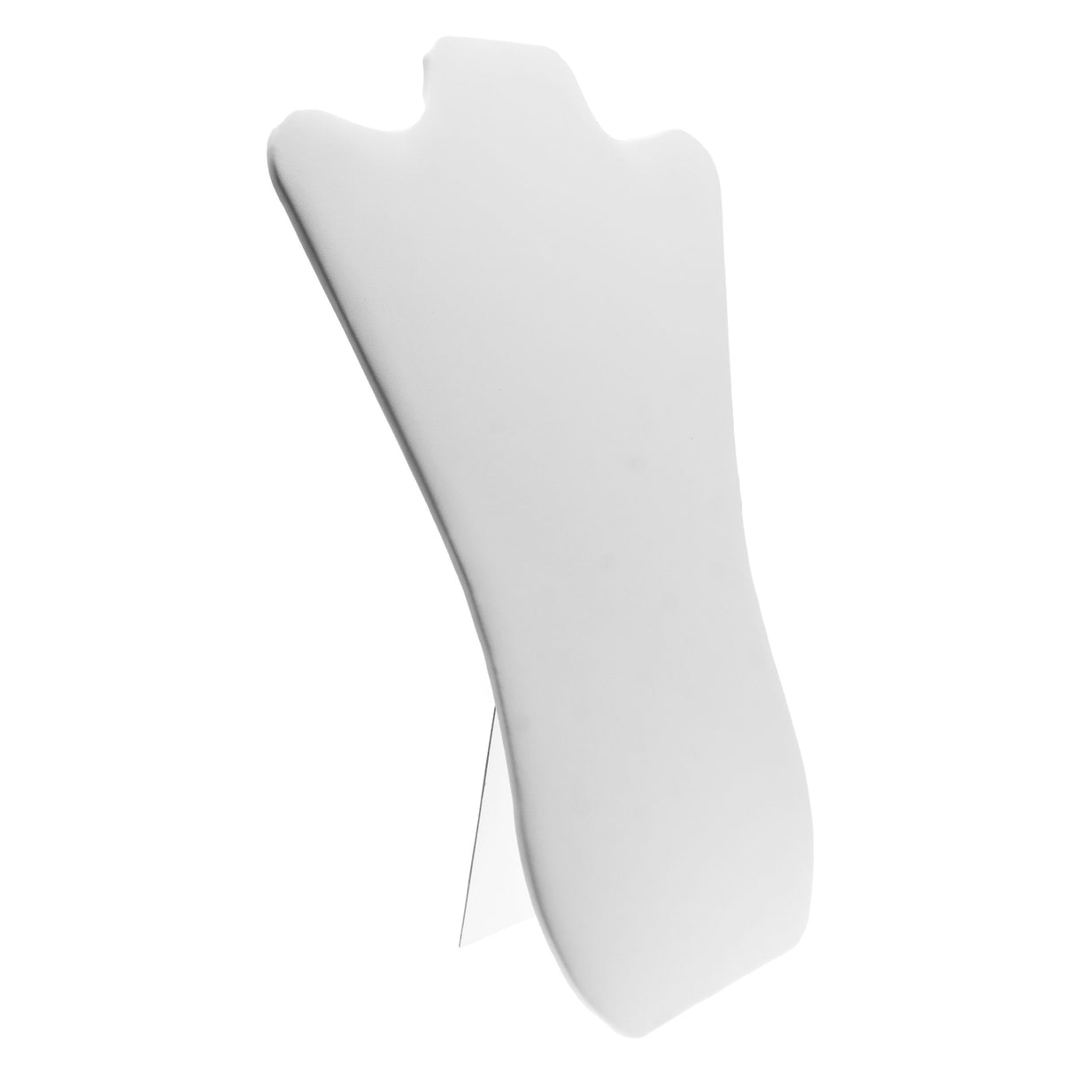 White Leatherette Curved Jewelry Necklace Display Easel, 14" Tall