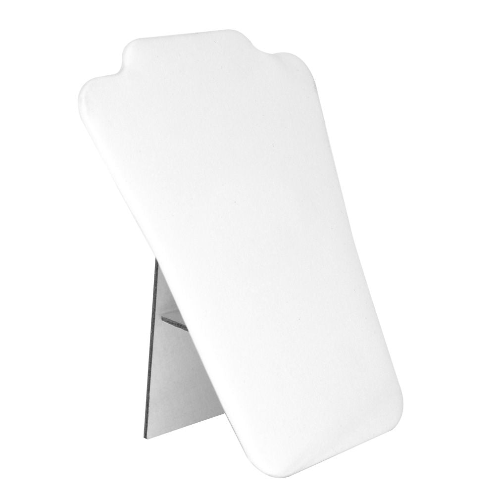 White Leatherette Jewelry Necklace Display Easel, 5-1/2" Tall