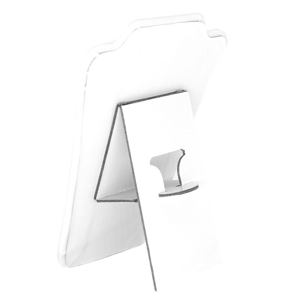 White Leatherette Jewelry Necklace Display Easel, 5-1/2" Tall