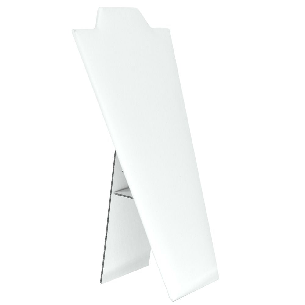 White Leatherette Jewelry Necklace Display Easel, 8-7/8" Tall