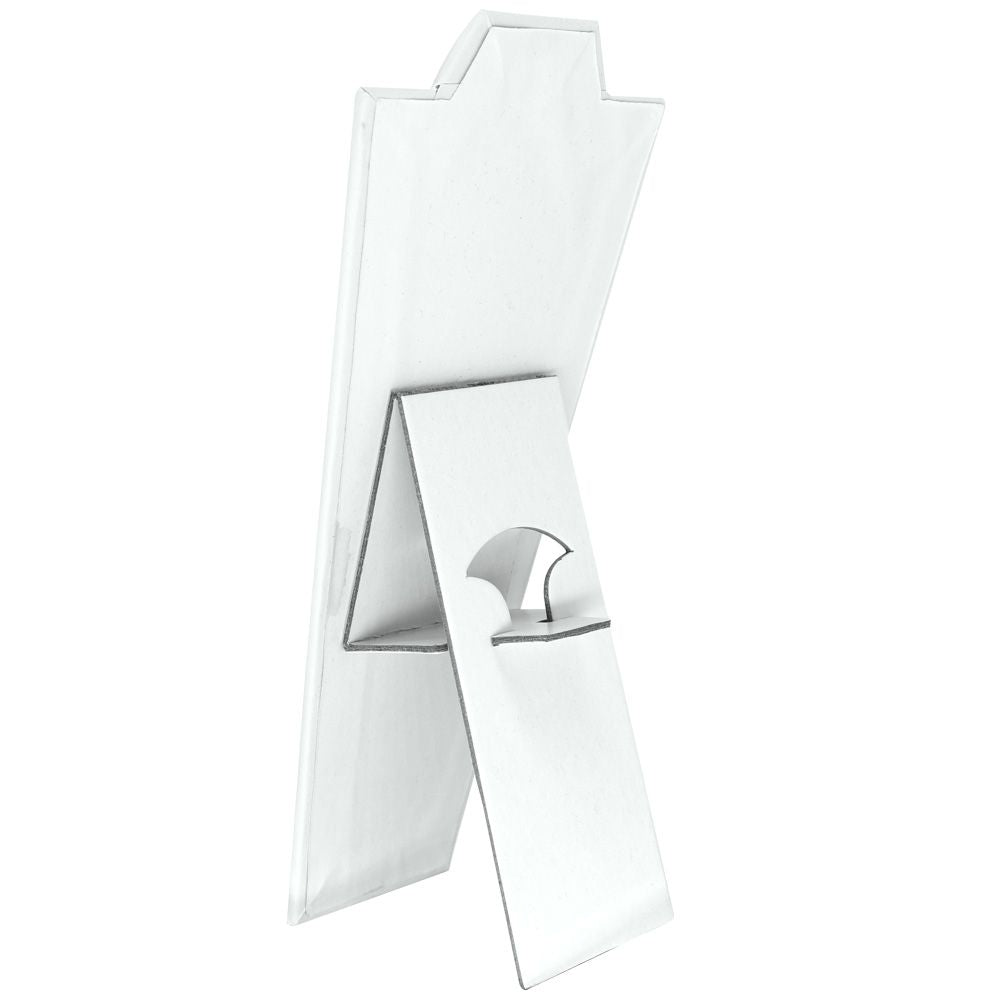 White Leatherette Jewelry Necklace Display Easel, 8-7/8" Tall