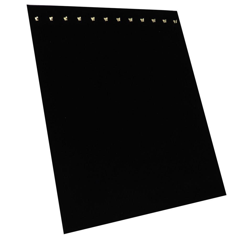 Black Velvet 12 Hook Jewelry Chain Display Board, 15" Tall