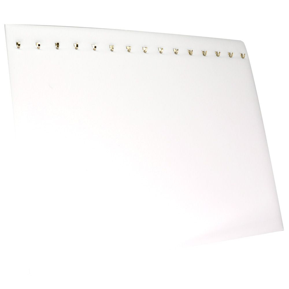 White Leatherette 15 Hook Jewelry Chain or Necklace Board