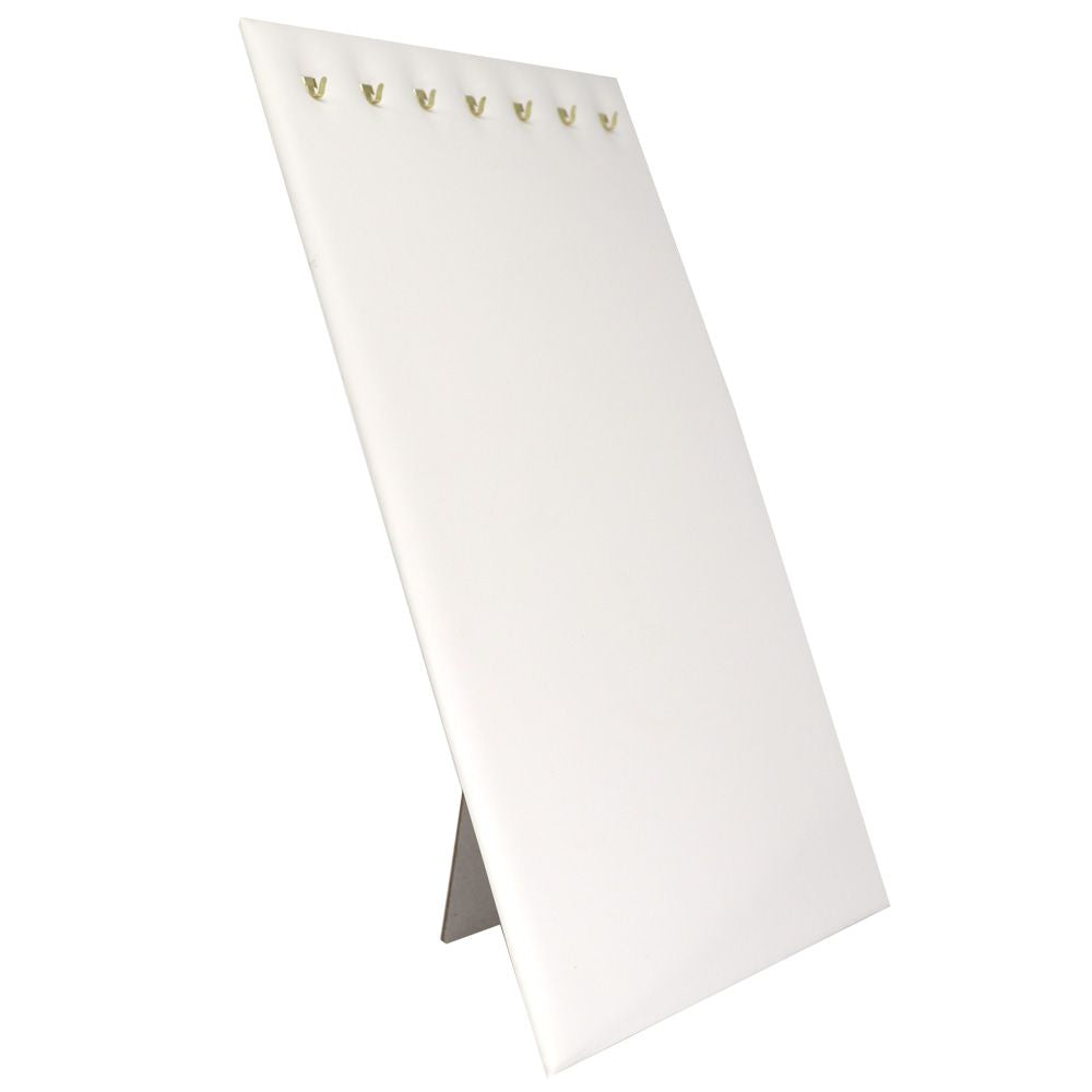 White Leatherette 7 Hook Jewelry Necklace or Chain Board