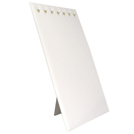 White Leatherette 7 Hook Jewelry Necklace or Chain Board