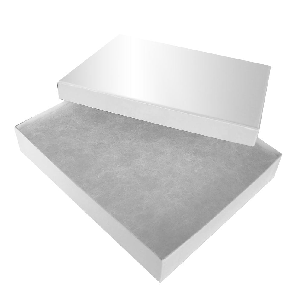 Premium White Chrome Cotton Filled Jewelry Gift Boxes #75