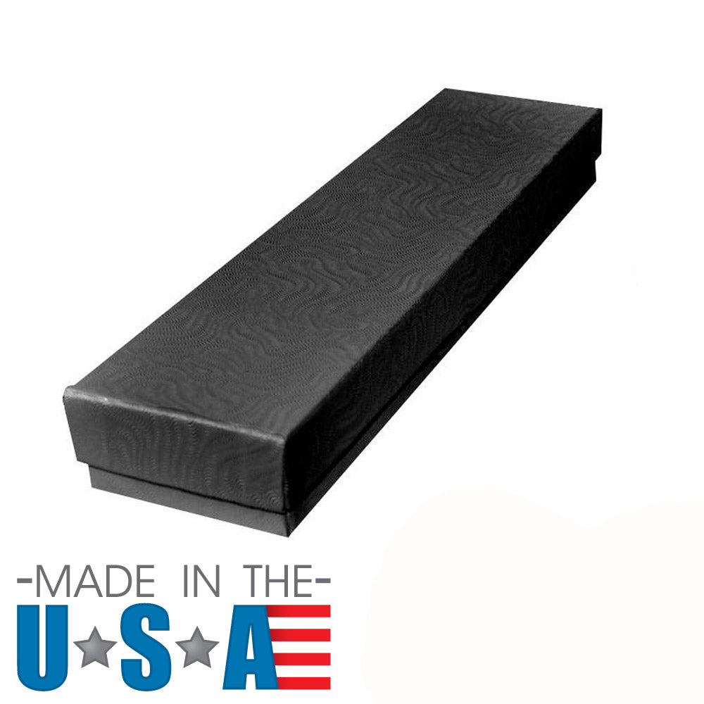 Premium Swirl Black Cotton Filled Jewelry Bracelet Gift Boxes #82