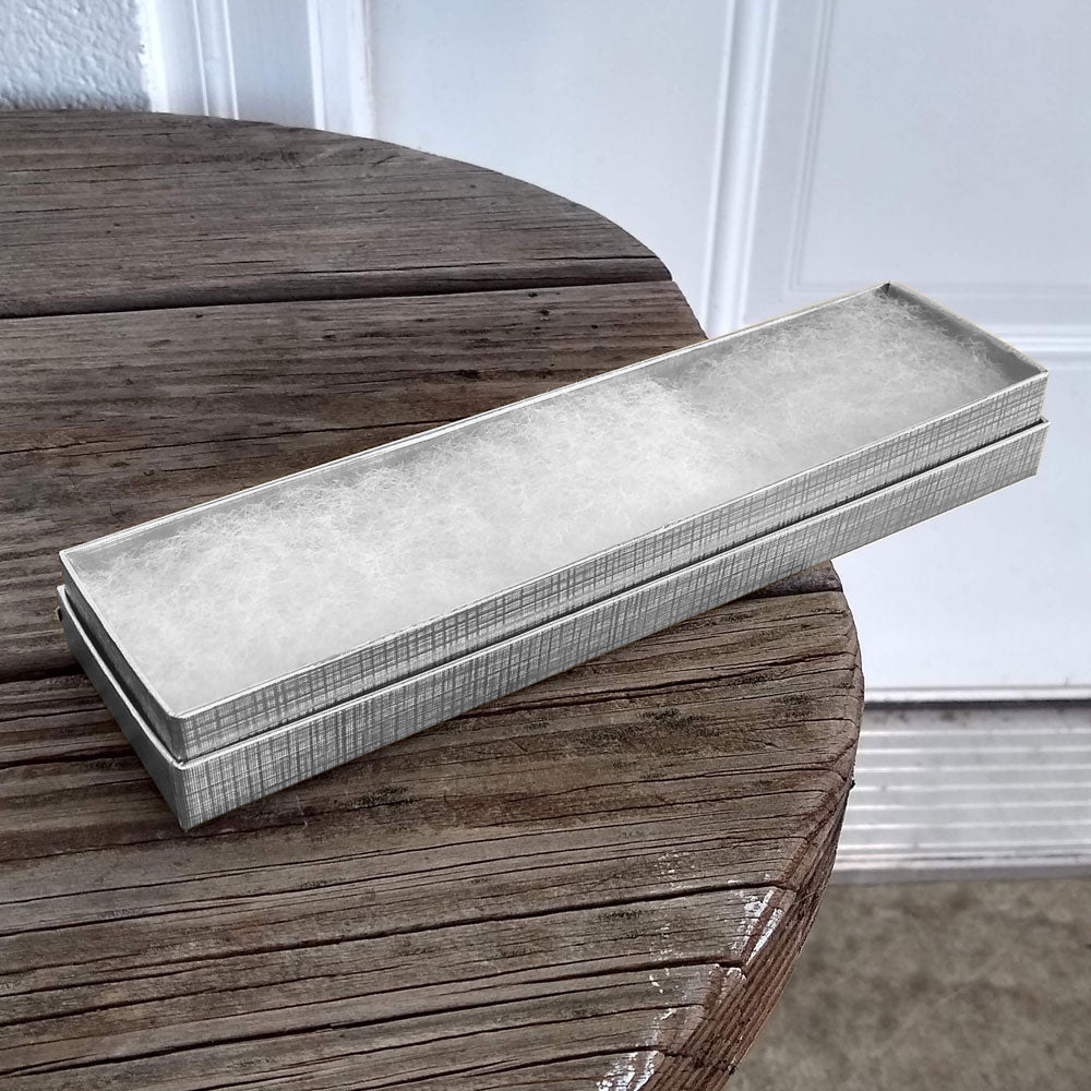 Silver Linen Pattern Paper Cotton Filled Jewelry Bracelet Gift Boxes #82