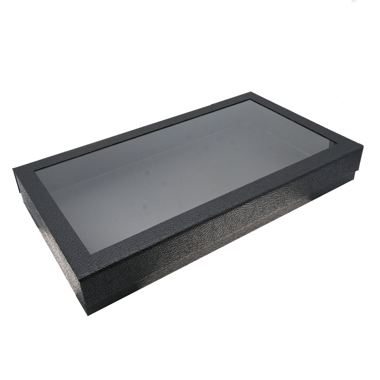 Black Leatherette Jewelry Display Tray with Clear Acrylic Lid, 1½" Tall