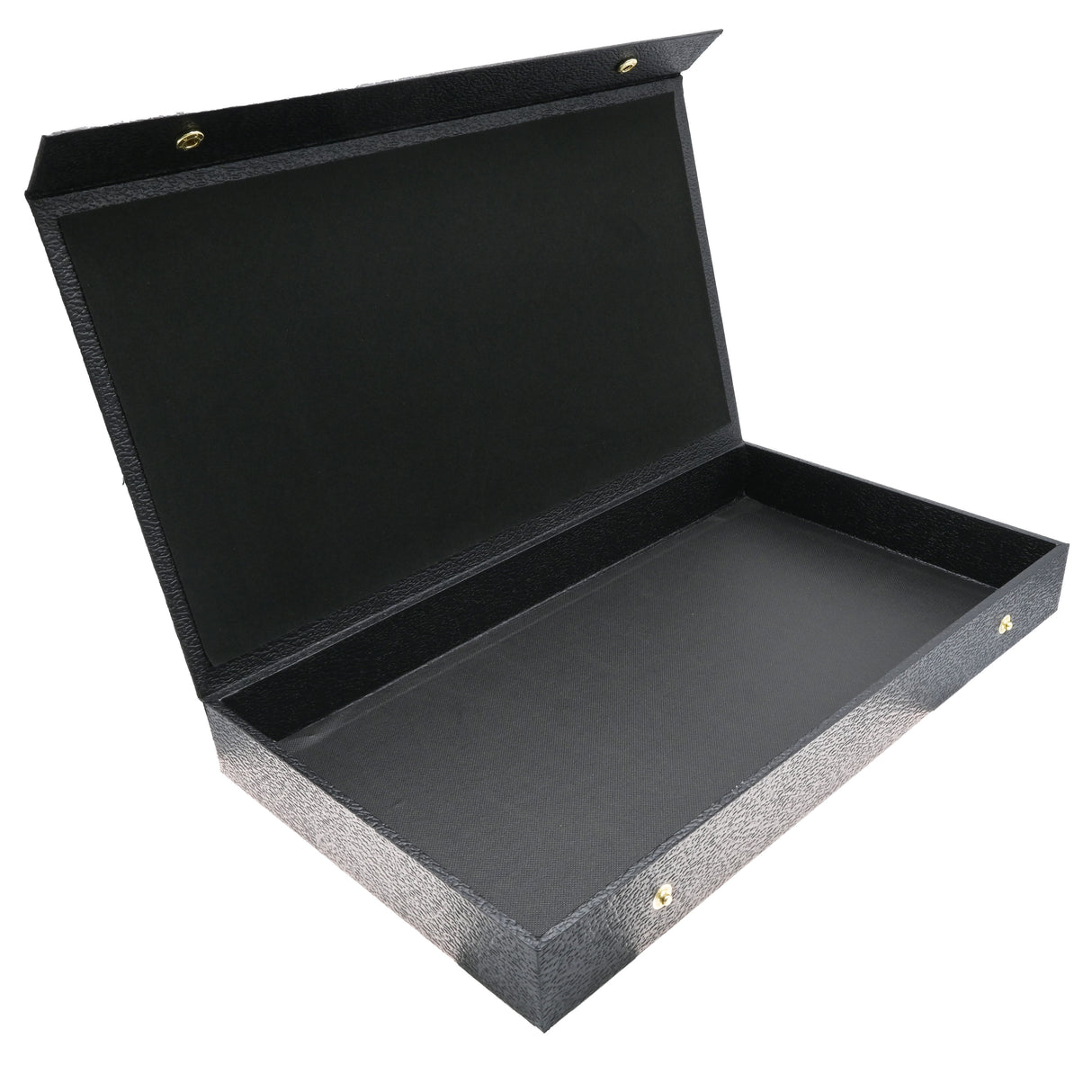 Black Leatherette Jewelry Display Tray with Snap Lid, 1½" Tall