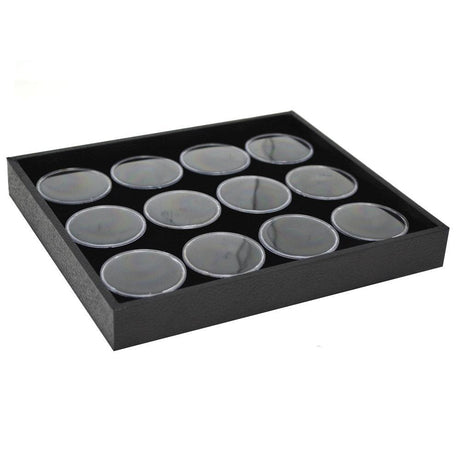 Half Size Black Foam 12 Acrylic Jar Gemstone Tray Liner  - Jars Diameter 1-3/4"