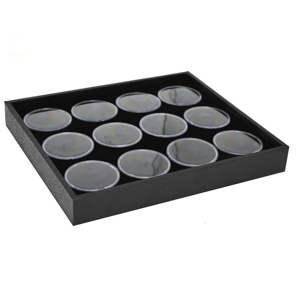 Half Size Black Foam 12 Acrylic Jar Gemstone Tray Liner - Jars Diameter 1-3/4"