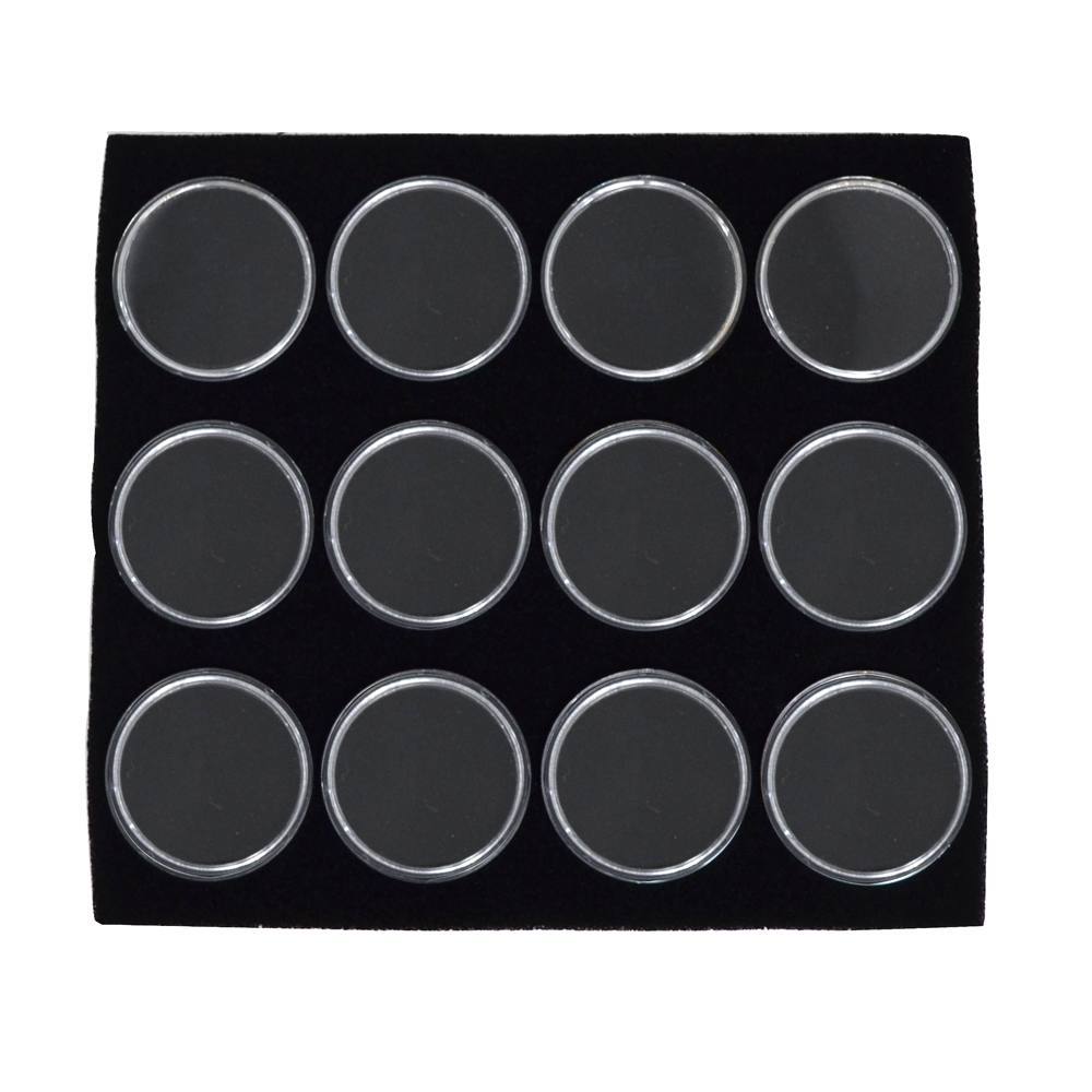 Half Size Black Foam 12 Acrylic Jar Gemstone Tray Liner - Jars Diameter 1-3/4"