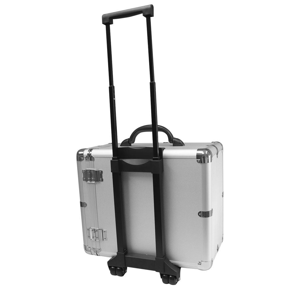 Aluminum Jewelry Tray Carrying Case with Wheels, Holds 12 1" Trays