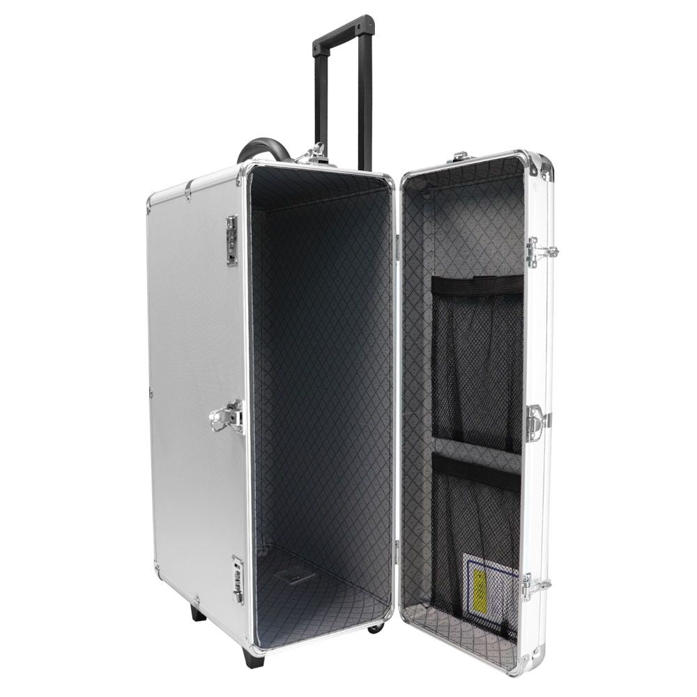Aluminum Jewelry Tray Carrying Case with Wheels, Holds 24 1" Trays