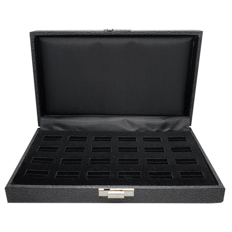 Black Leatherette Wide Slot Jewelry Ring Tray Travel Case, Holds 24 Rings