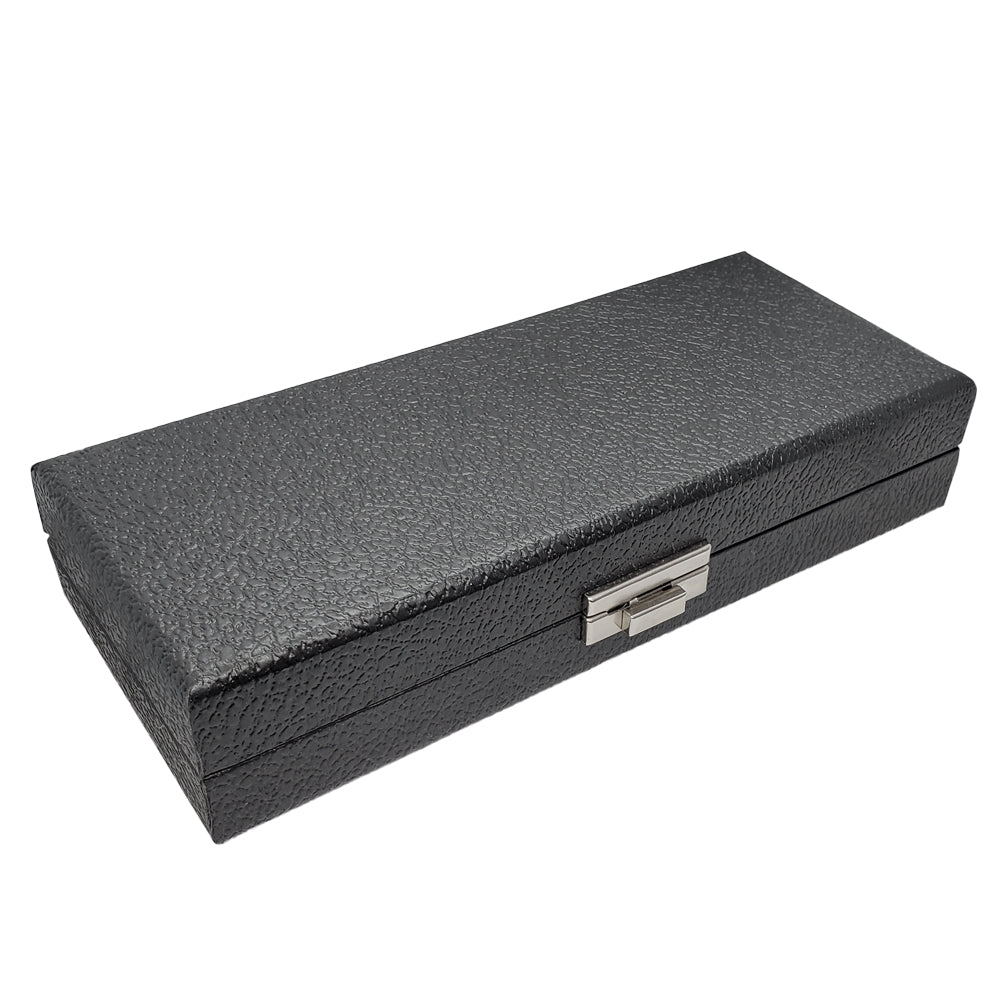 Black Leatherette Wide Slot Jewelry Ring Tray Travel Case - 12 Rings