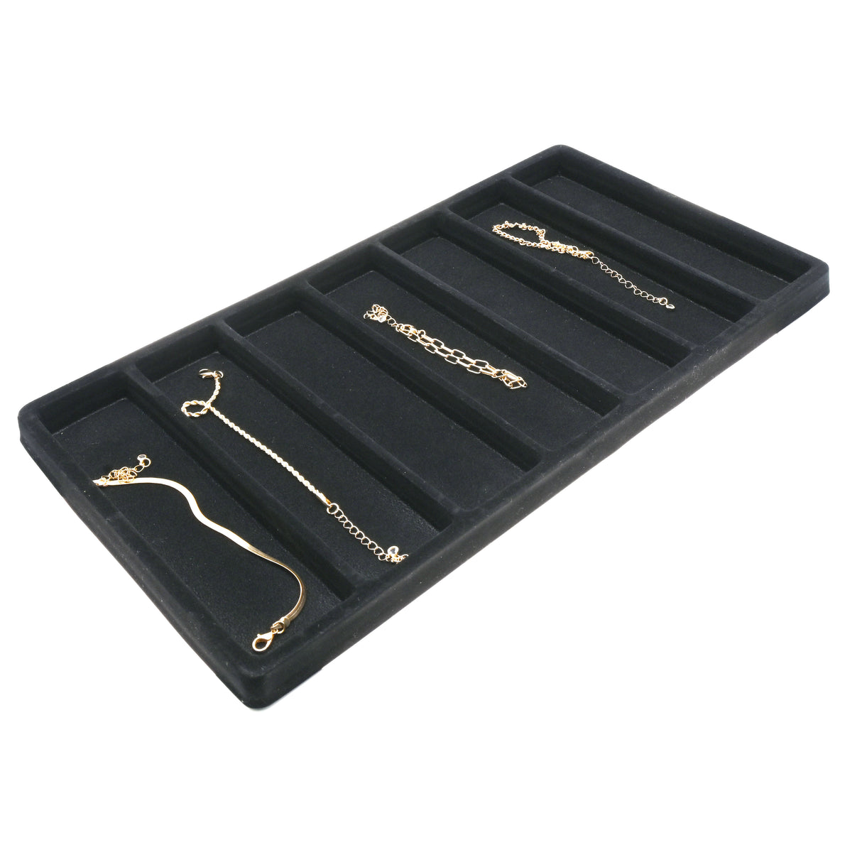 7-Compartment Black Flocked Jewelry Tray Liner - Full Size