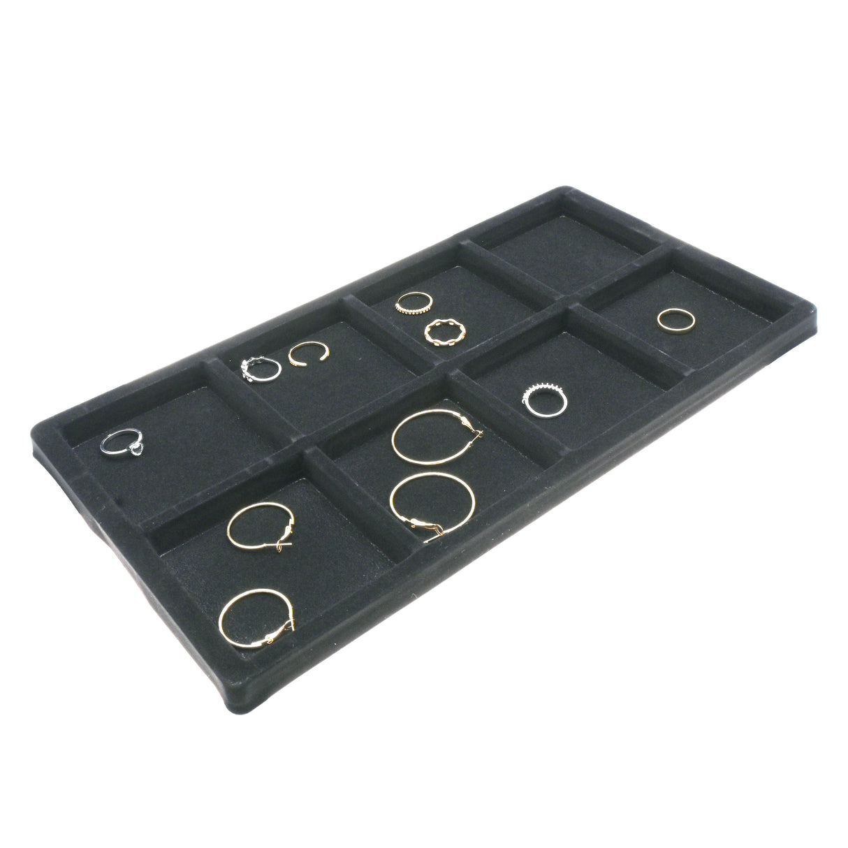 8-Compartment Black Flocked Jewelry Tray Liner - Full Size
