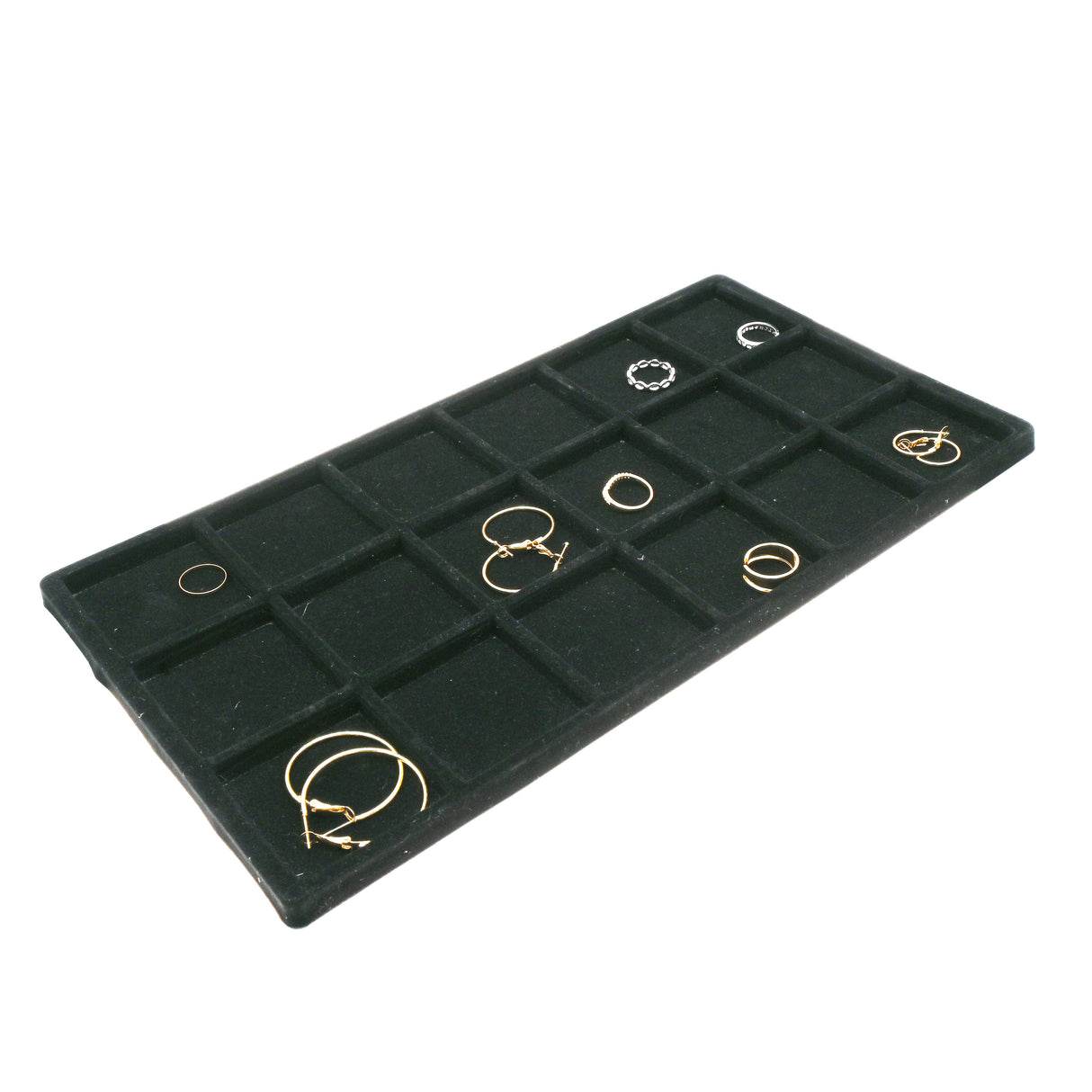 18-Compartment Black Flocked Jewelry Tray Liner - Full Size