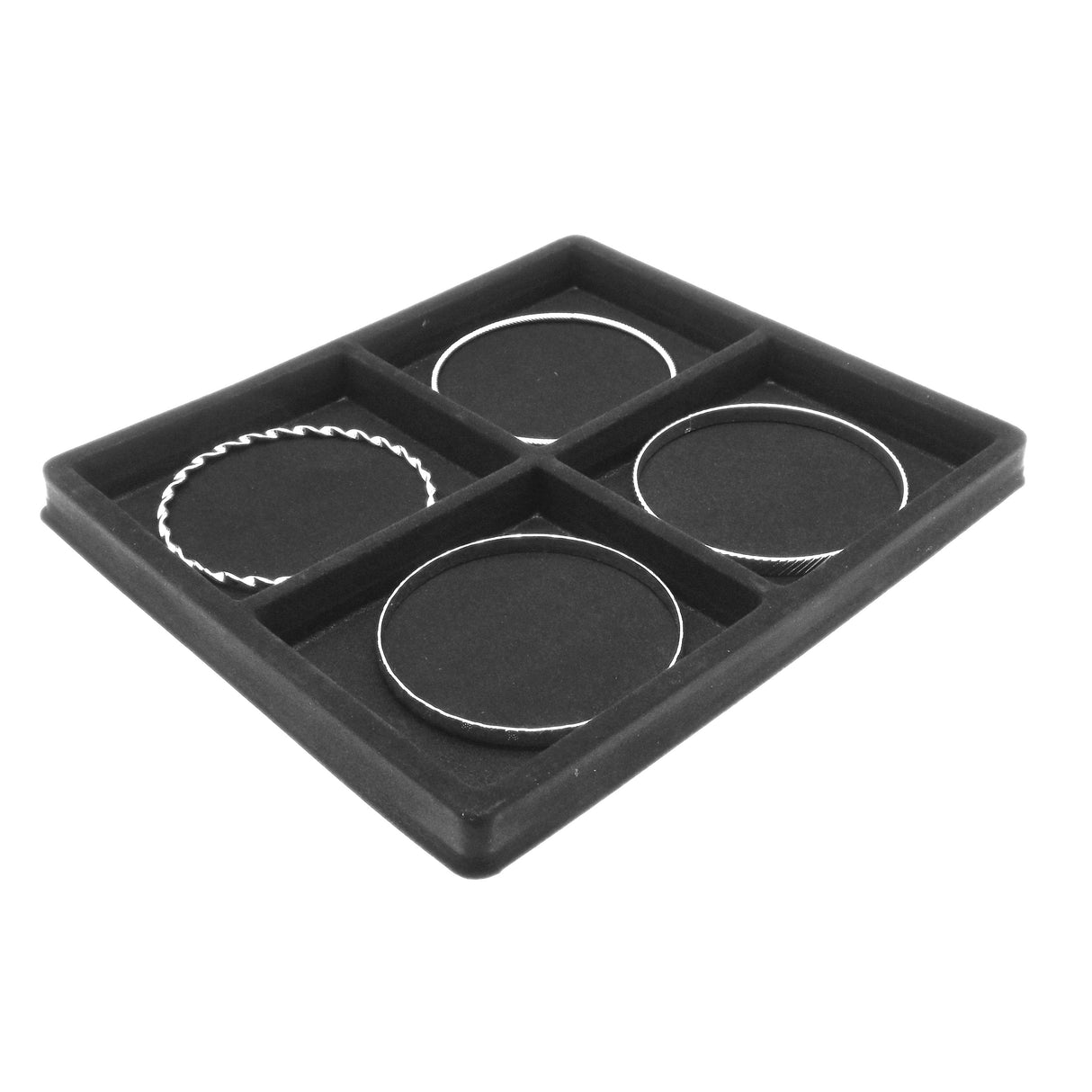 4-Compartment Black Flocked Jewelry Tray Liner - Half Size