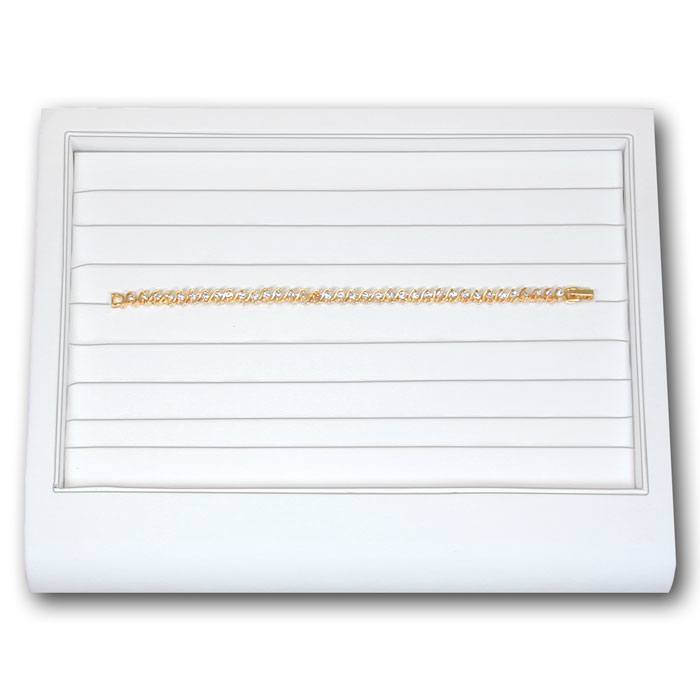 White Leatherette Jewelry Bracelet Display Tray, Holds 8 Bracelets