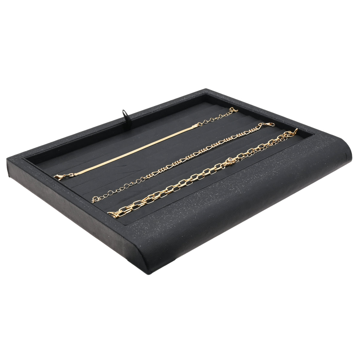 Black Leatherette Bracelet Showcase Tray - 8 Tilted Rows
