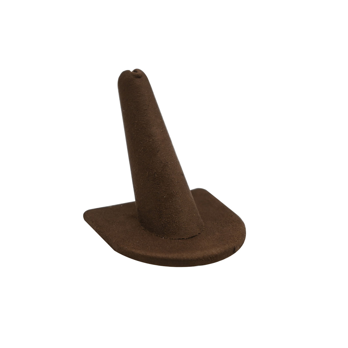 Brown Suede Single Finger Jewelry Ring Display - Half Round Base