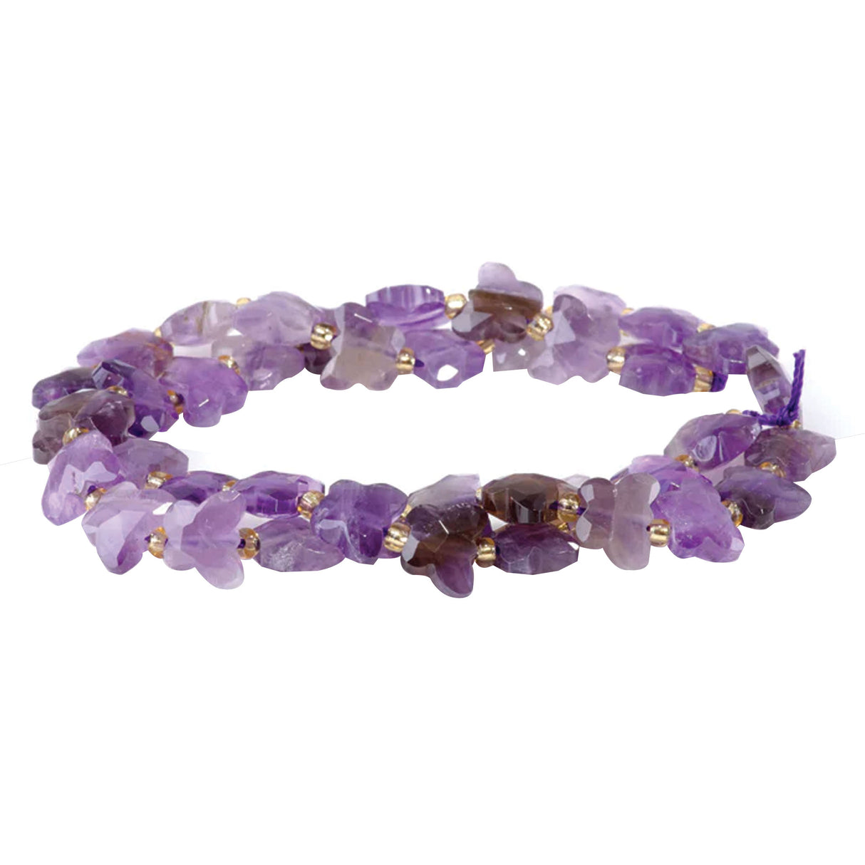 A Grade Amethyst 10x8mm Faceted Butterfly Beads - Natural Brazilian Purple