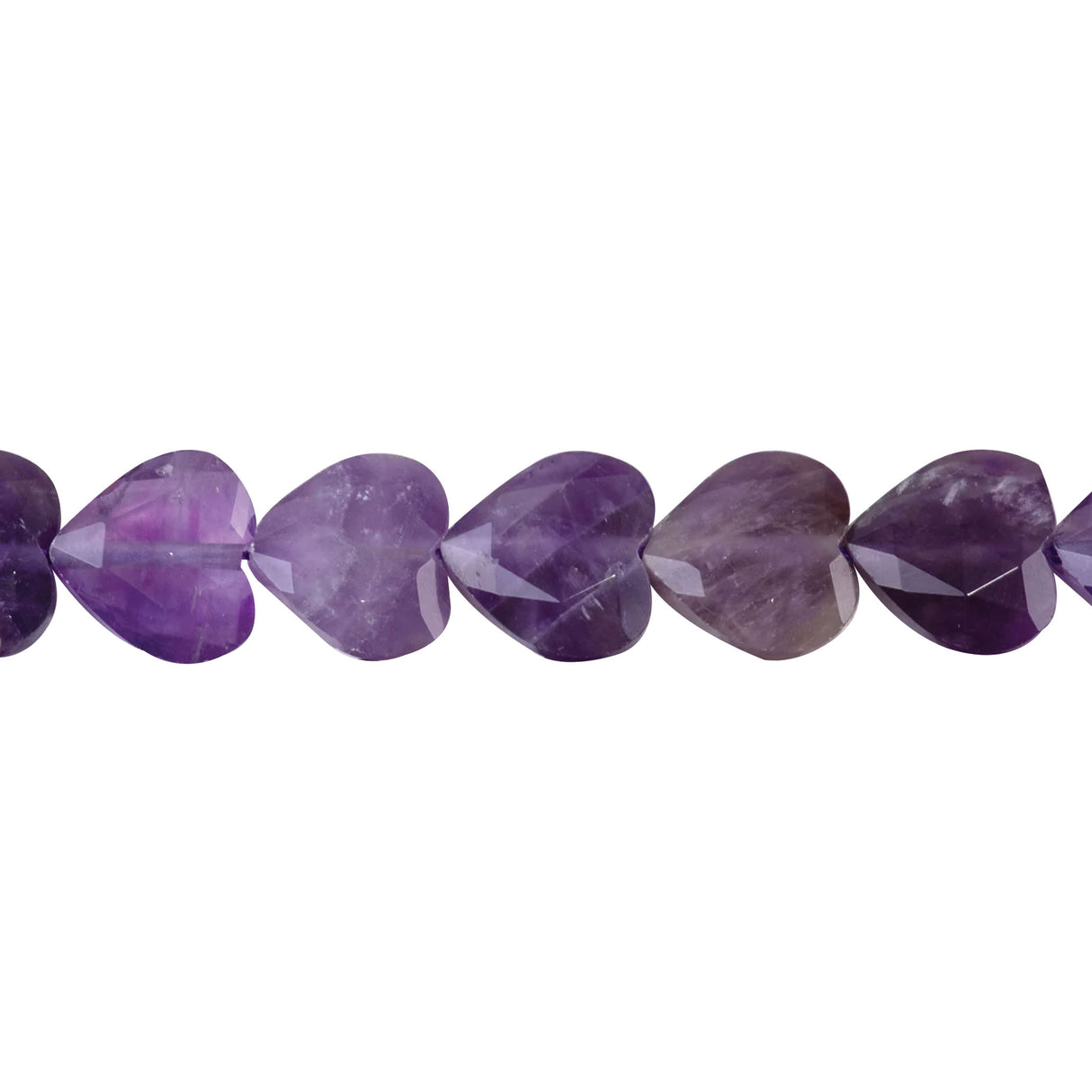 A Grade Amethyst 14mm Faceted Heart Beads - Natural Brazilian Purple