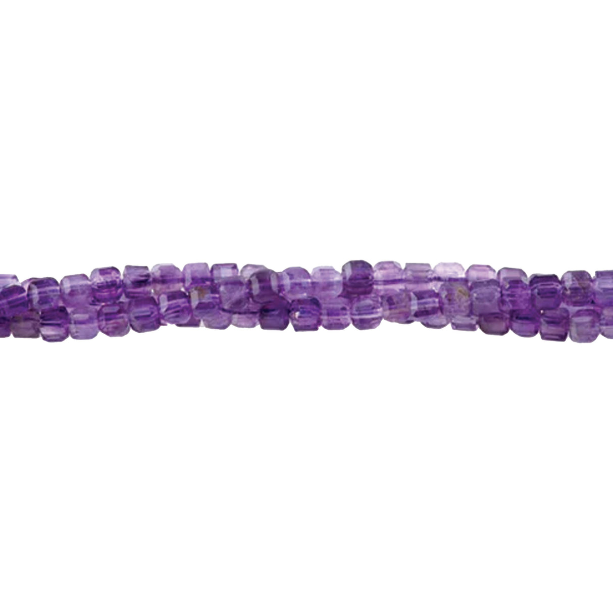 A Grade Amethyst 3mm Table Cut Cube Beads - 15-16 Inch Strand