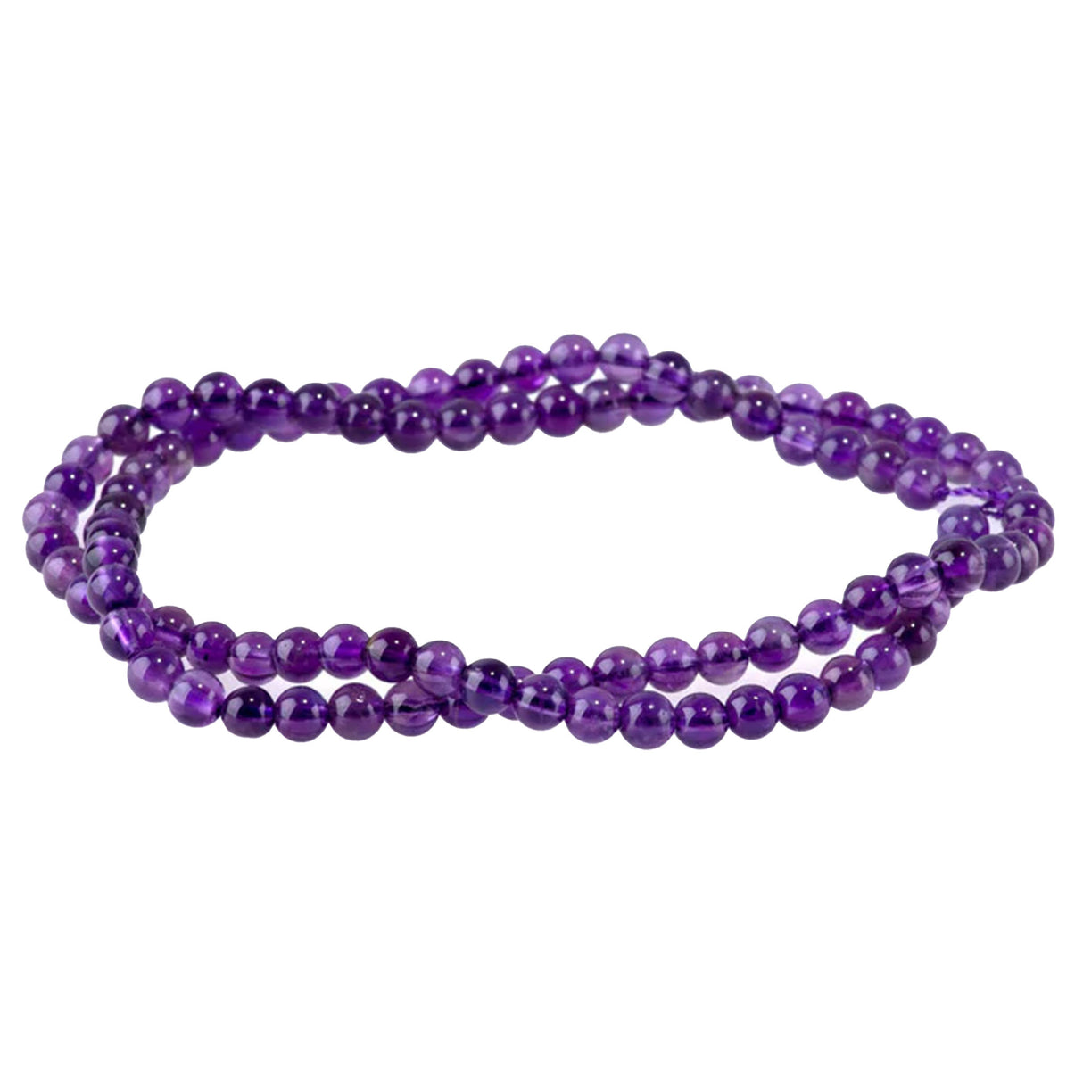 Amethyst 4mm Round Beads - Natural Purple Gemstone