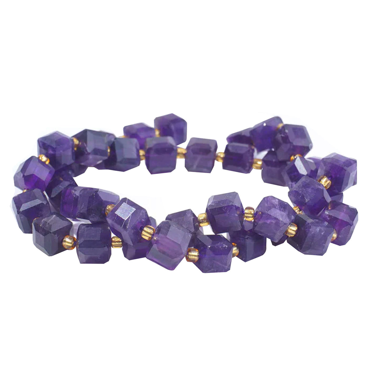 Amethyst 7mm Cube Table Cut Beads - Natural Australian Purple Gemstone