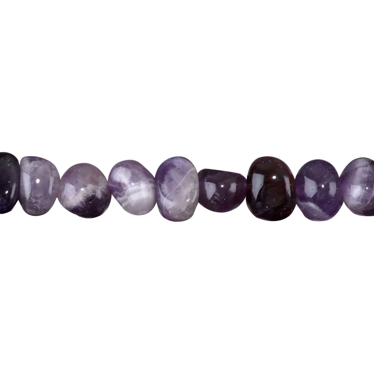 Natural Amethyst Side Drilled Pebble Beads 8×10–9×13mm – 15" Strand