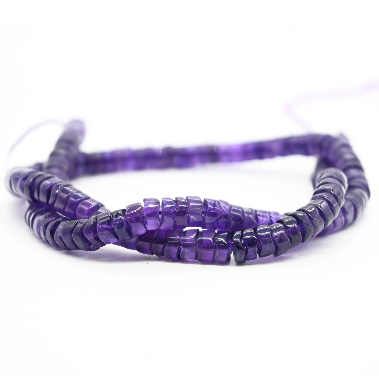 AA Grade Purple Amethyst Heishi Rondelle Strand – 15.5"–16" Natural Amethyst Beads