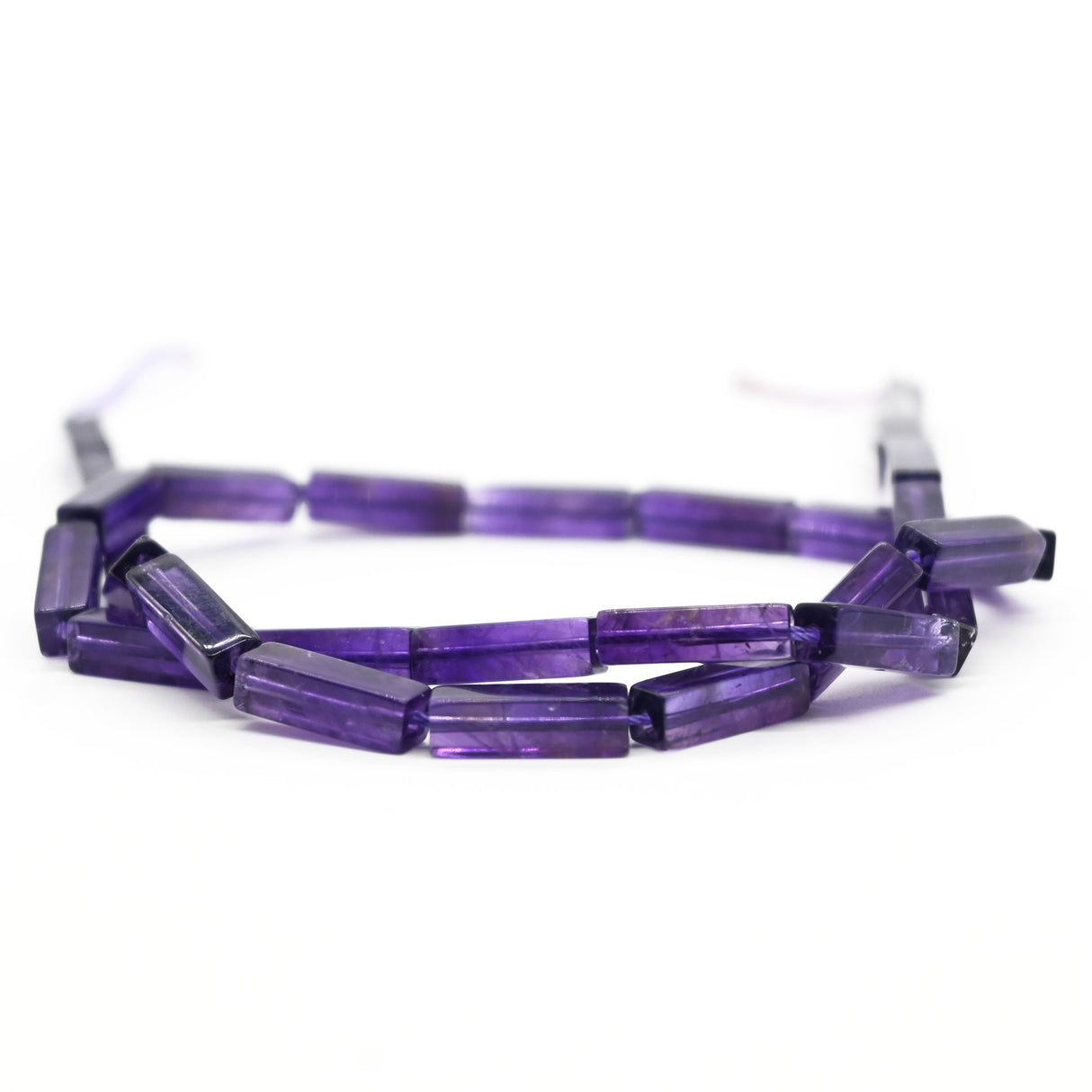 AA Amethyst 6x8mm Rectangular Tube Beads – 15.5"–16" Natural Amethyst
