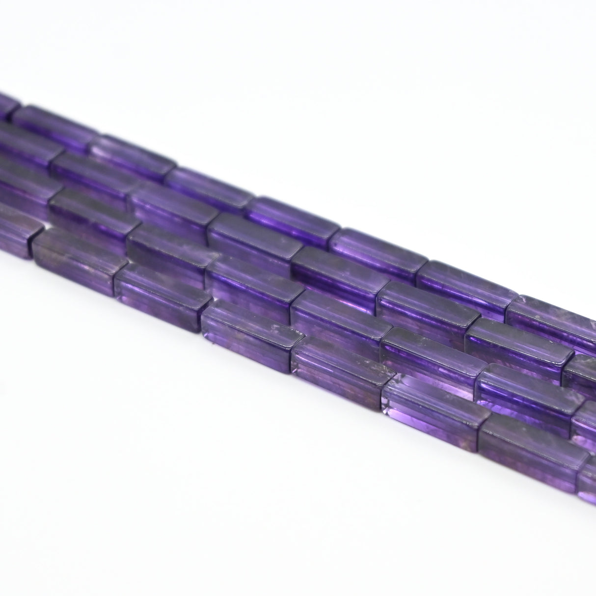 AA Amethyst 6x8mm Rectangular Tube Beads – 15.5"–16" Natural Amethyst