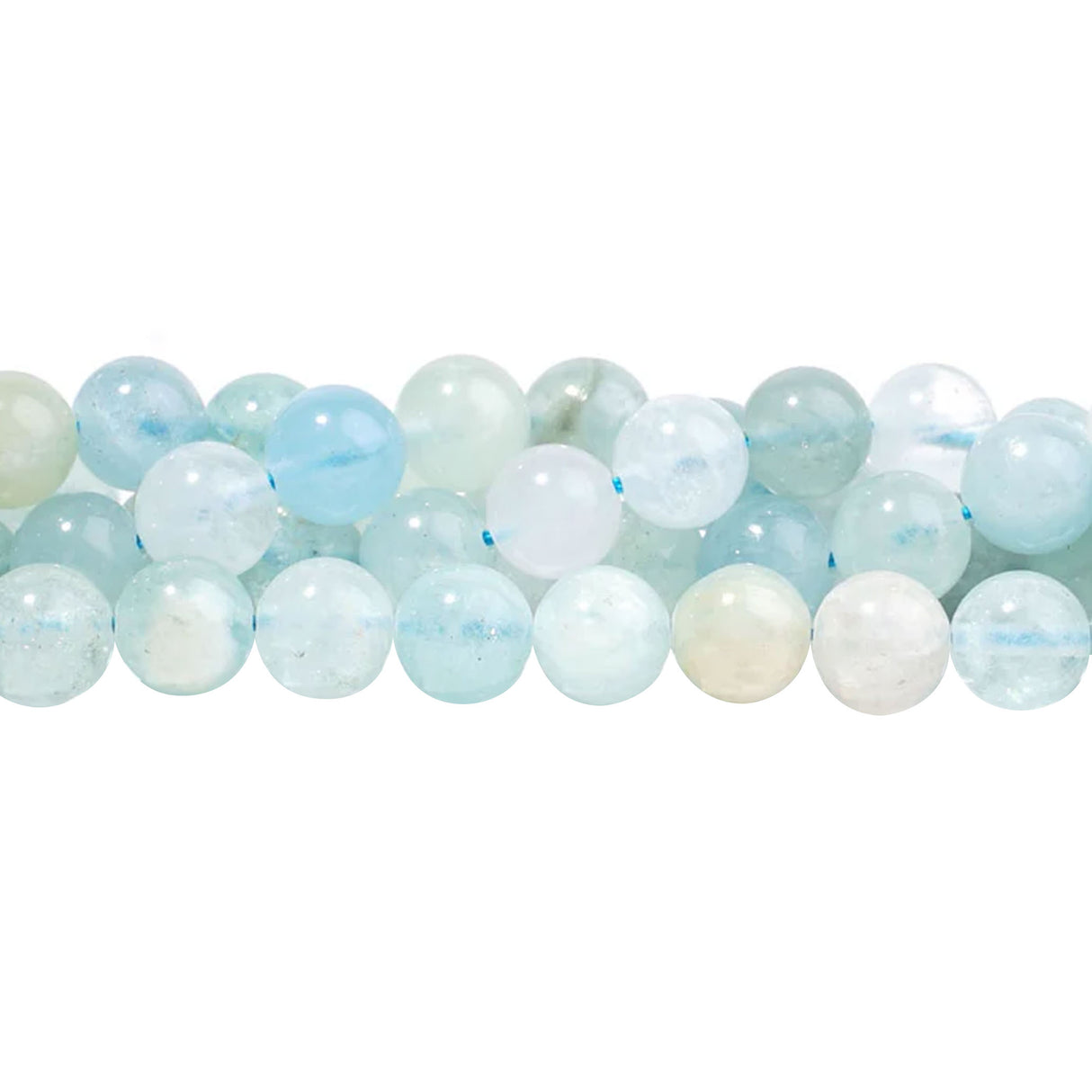 Aquamarine Beads 8mm Round Multi-Tone A Grade - Natural Blue Green Gemstone Strand