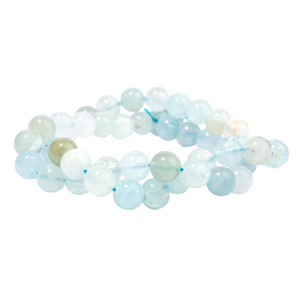 Aquamarine Beads 8mm Round Multi-Tone A Grade - Natural Blue Green Gemstone Strand