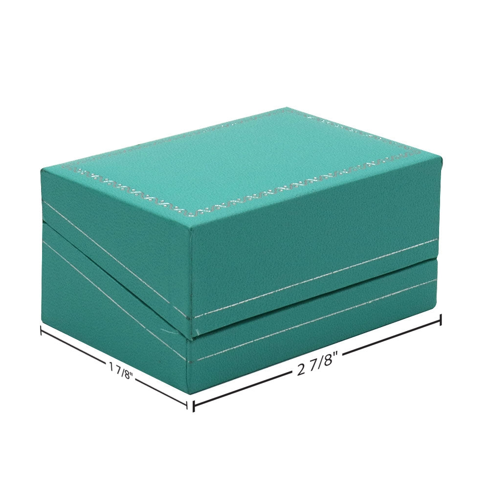 Teal Leatherette Jewelry Double Ring Gift Boxes