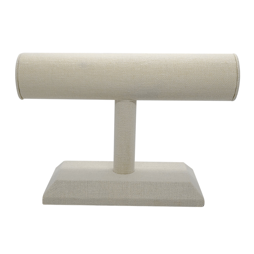 Beige Linen Jewelry Bracelet / Watch T Bar Stand