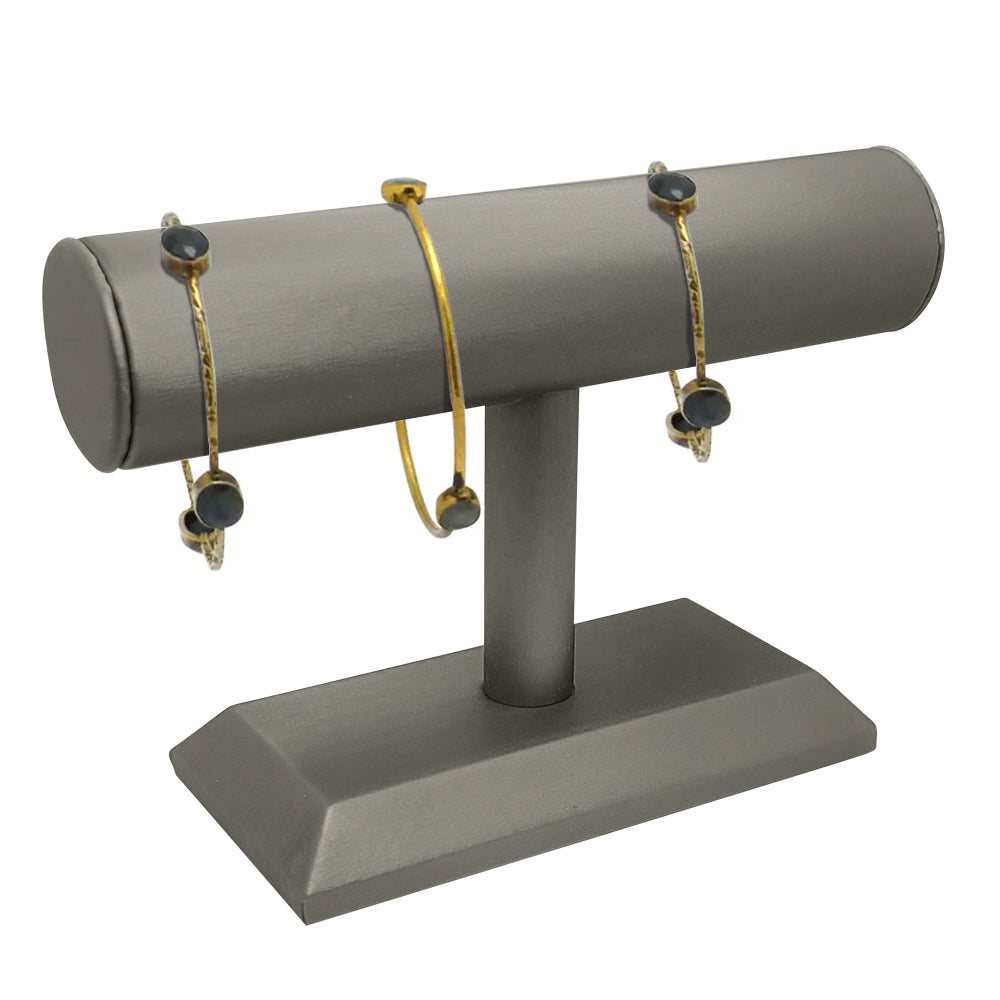 Steel Grey Leatherette Jewelry Bracelet or Watch T-Bar Stand