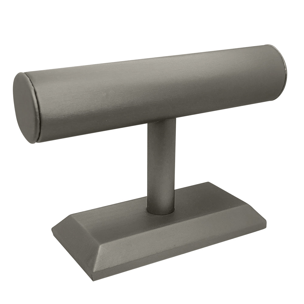 Steel Grey Leatherette Jewelry Bracelet or Watch T-Bar Stand