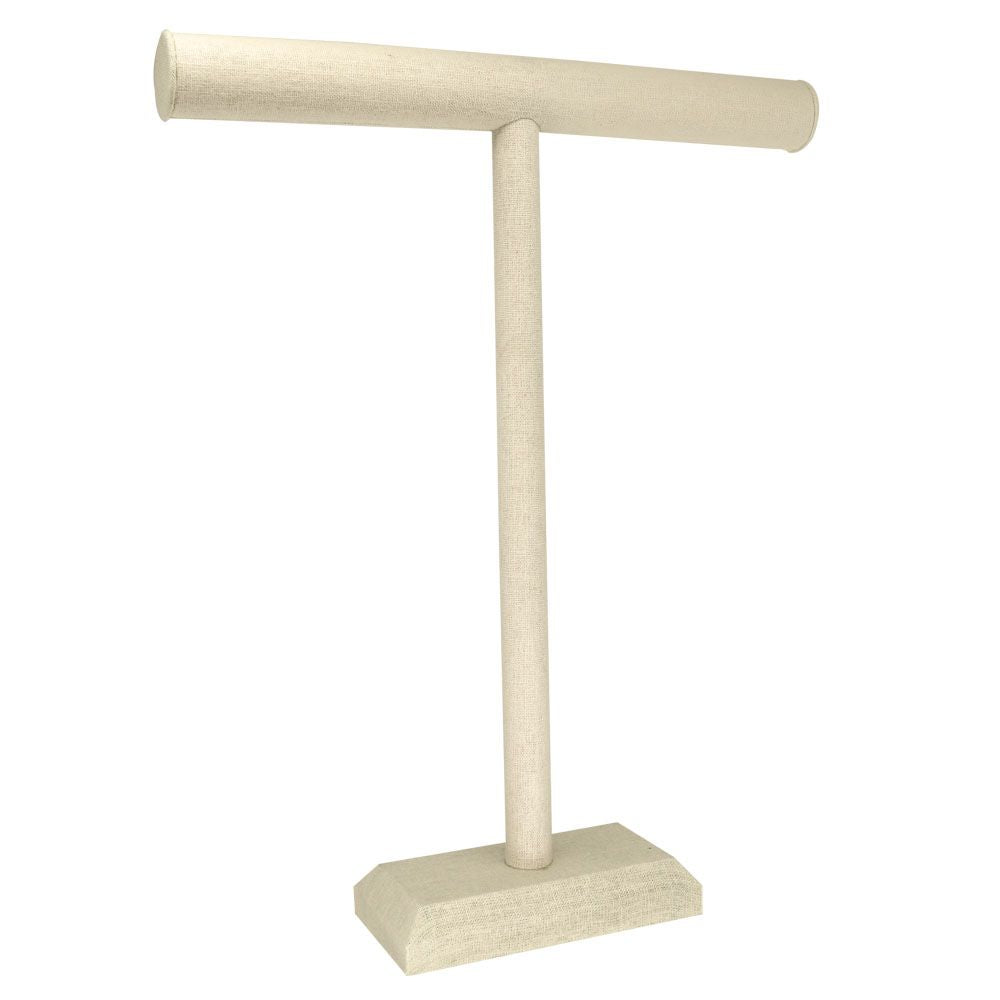 Beige Linen Tall Jewelry Necklace / Chain T Bar Stand