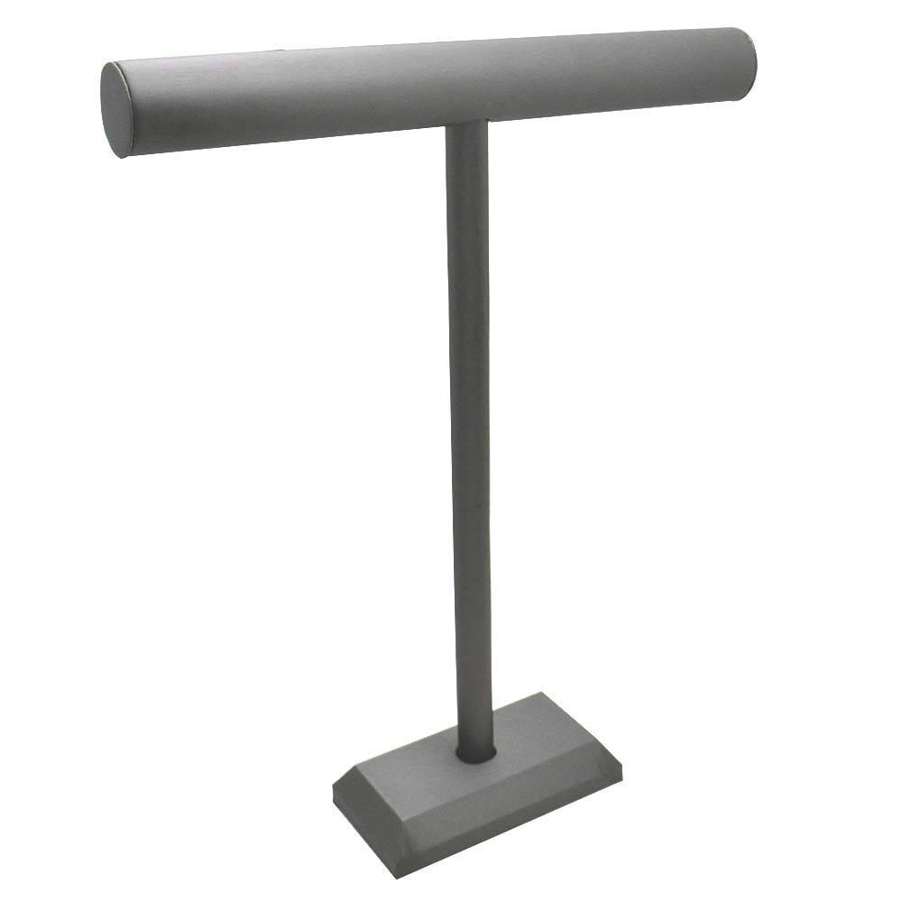 Steel Grey Leatherette Jewelry Necklace or Chain T-Bar, 18" Tall