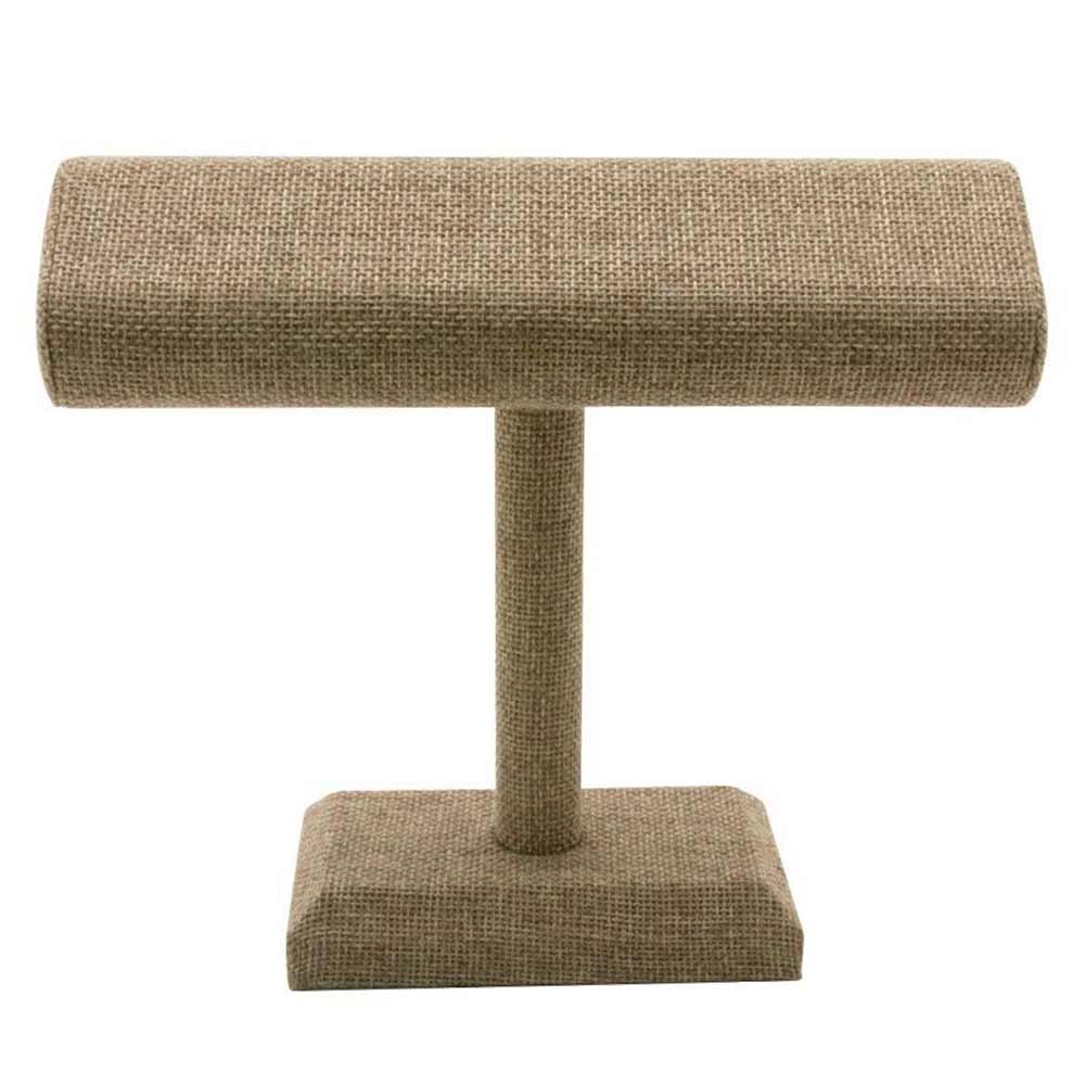 Brown Burlap Oval Jewelry Display T-Bar