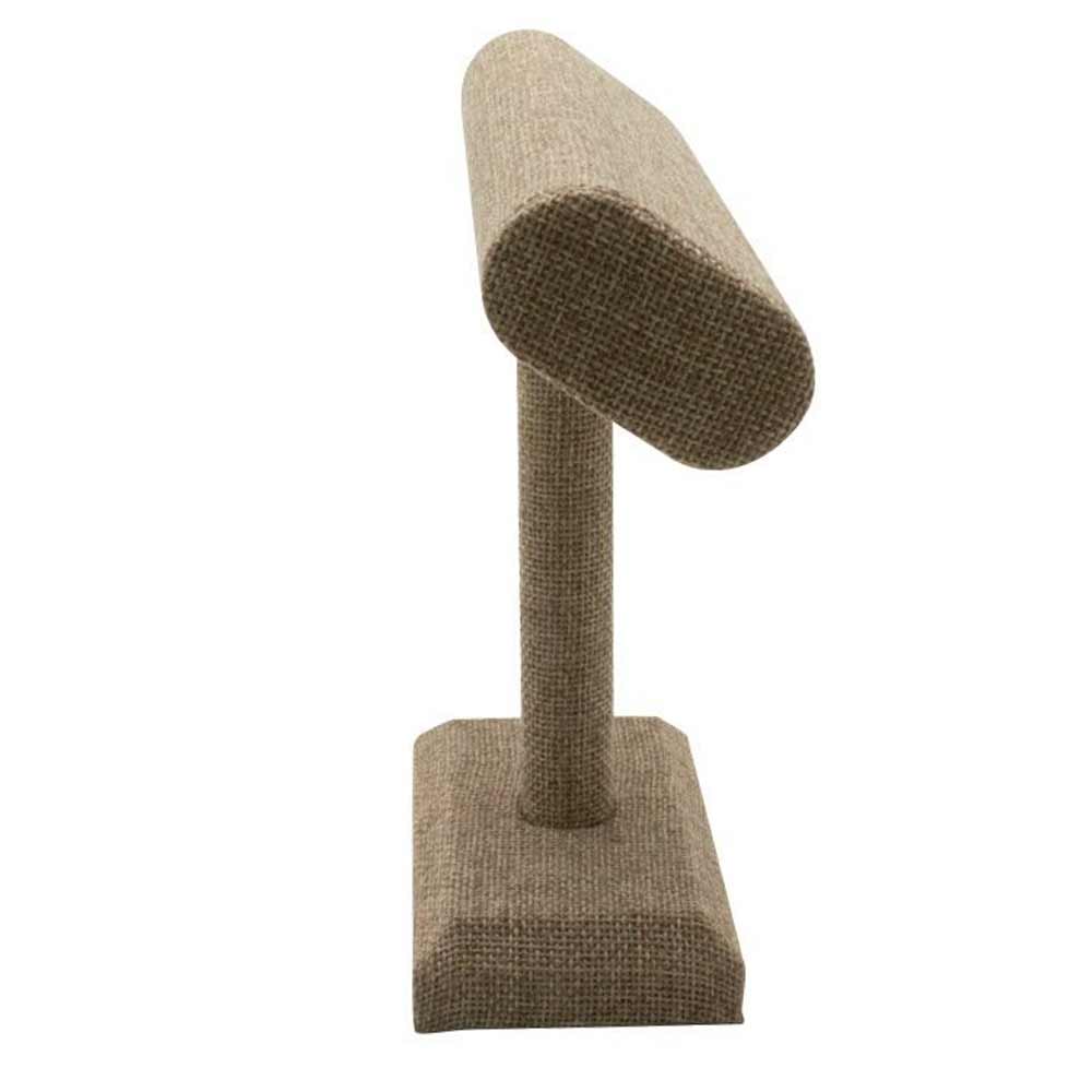 Brown Burlap Oval Jewelry Display T-Bar