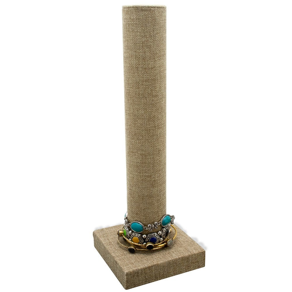 Brown Burlap Jewelry Bangle / Bracelet Display Bar